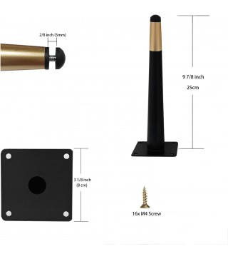 Matte Black Gold Metal Furniture Legs