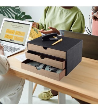 Fashion Multicolor Collocation Leather Desk Organizer File Cabinet