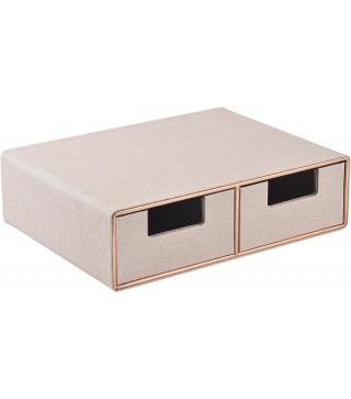 Linen Leather Desk Organizer with Drawers