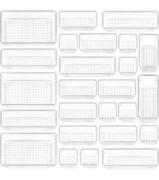 Clear Plastic Drawer Organizers Set