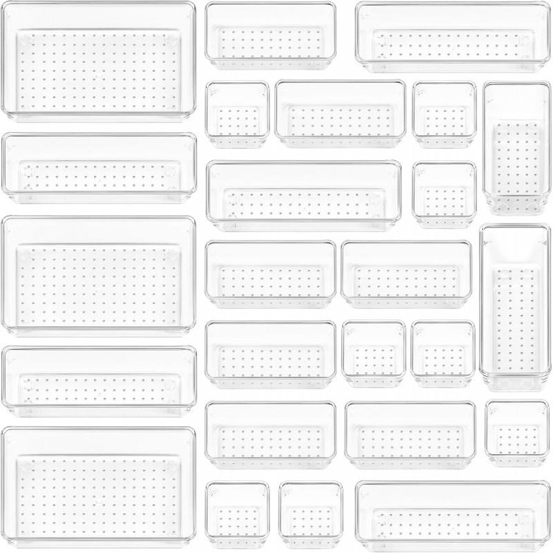 Clear Plastic Drawer Organizers Set