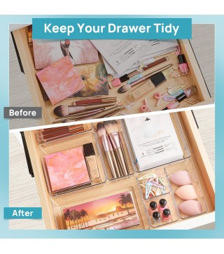 Clear Plastic Drawer Organizers Set