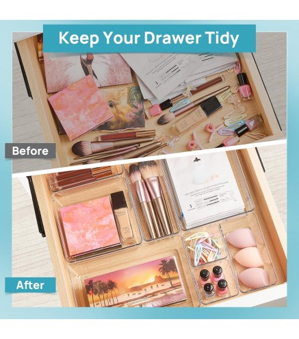 Clear Plastic Drawer Organizers Set
