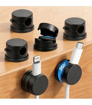 6PC 360° Rotatable Spring Cable Management, Cord Organizer Holder for Desk