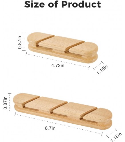 Natural Beech Wood Cable Holder & Cord Organizer, Adhesive Cable Clips for Desk