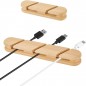 Natural Beech Wood Cable Holder & Cord Organizer, Adhesive Cable Clips for Desk