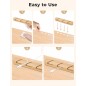 Natural Beech Wood Cable Holder & Cord Organizer, Adhesive Cable Clips for Desk