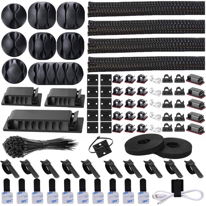 192 PCS Cable Management Kit 4 Wire Organizer Sleeve