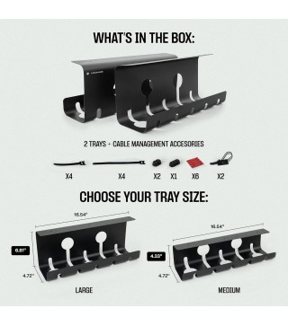 No-Drill Under Desk Cable Management Tray