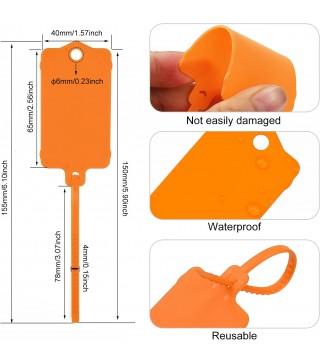 100pcs Blank Plastic Tags for Labeling Reusable Hanging Tags Ties Key Tag