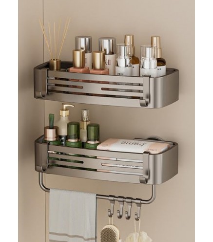 Suction Cup SQUARE Shower Caddy with Hooks