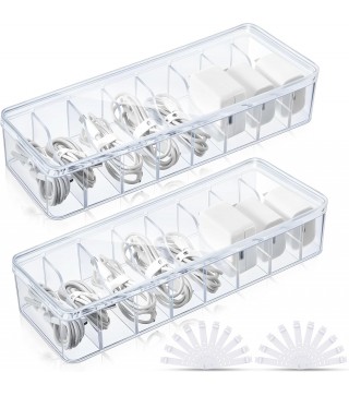 2 Pcs Cable Organizer Box with Wire Ties