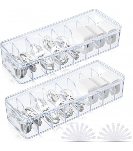 2 Pcs Cable Organizer Box with Wire Ties