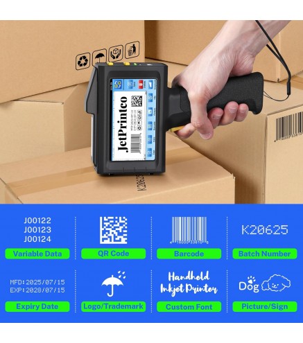 0.5 Inches Print Height Intelligent Handheld Inkjet Printer Lasts 16H Weighs