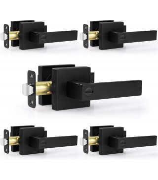 5 Pack Matte Black Door Handles Interior Door Knobs
