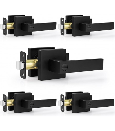5 Pack Matte Black Door Handles Interior Door Knobs