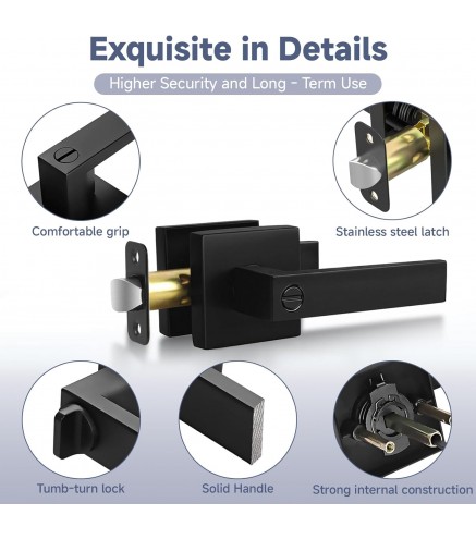 5 Pack Matte Black Door Handles Interior Door Knobs