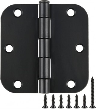 30 Pack Rounded Matte Black Door Hinges 3.5 Inc