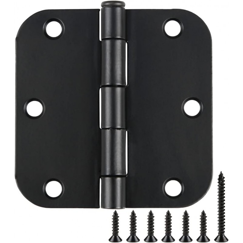 30 Pack Rounded Matte Black Door Hinges 3.5 Inc