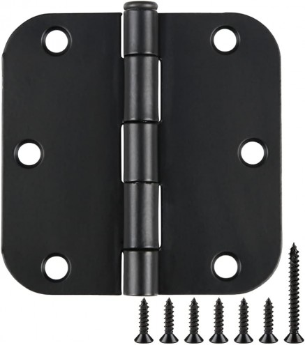 30 Pack Rounded Matte Black Door Hinges 3.5 Inc
