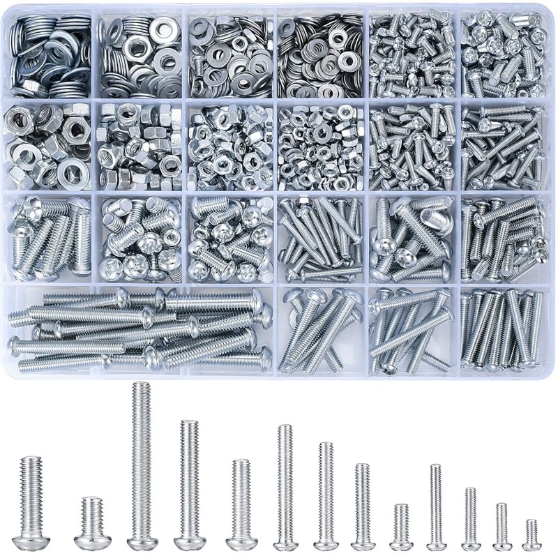 1080 Pcs Screws Bolts and Nuts Assortment Kit