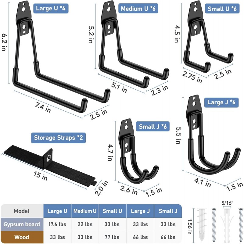 10 Pack Garage Hooks Heavy Duty