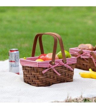 Wickerwise Small Rectangular Woodchip Picnic Baskets