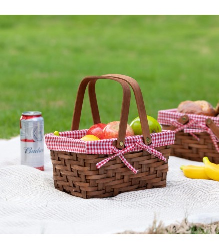 Wickerwise Small Rectangular Woodchip Picnic Baskets