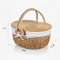 Wicker Picnic Basket with Lid and Handle Sturdy Woven Body with Washable Lining for Easter