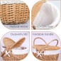 Wicker Picnic Basket with Lid and Handle Sturdy Woven Body with Washable Lining for Easter