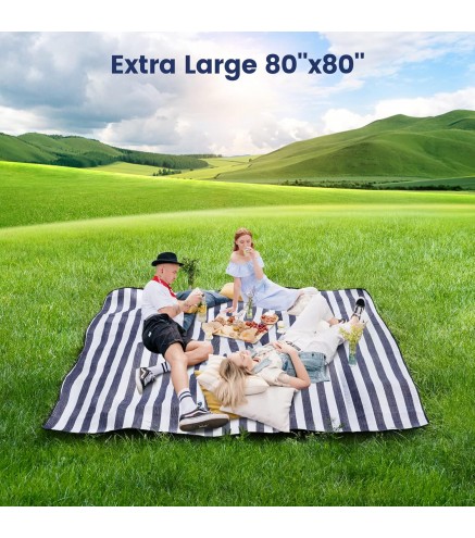 80”x 80” Picnic Blanket Extra Large, Waterproof and Foldable Beach Blanket