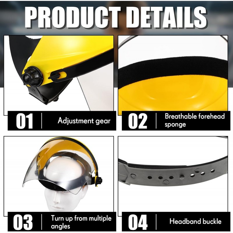 4 Pack Safety Face Shield for Grinding and Cutting